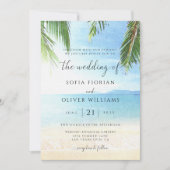 Faire-part de mariage sur la plage de l'île tropic (Devant)