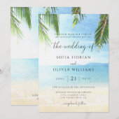 Faire-part de mariage sur la plage de l'île tropic (Devant / Derrière)