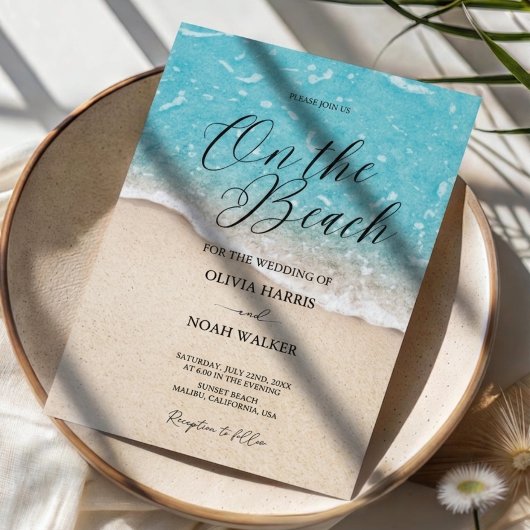Faire-part de mariage sur la plage Océan Bleu