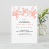 Faire-part de mariage sur la plage Peach Starfish (Debout devant)