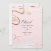 Faire-part de mariage sur la plage rose blush (Devant)