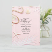 Faire-part de mariage sur la plage rose blush (Debout devant)