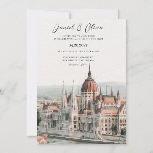Faire-part de mariage sur la skyline de Budapest H (Devant)