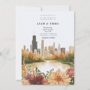 Faire-part de mariage sur la skyline de Chicago Il