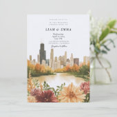 Faire-part de mariage sur la skyline de Chicago Il (Debout devant)