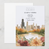 Faire-part de mariage sur la skyline de Chicago Il (Devant / Derrière)