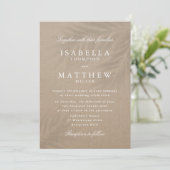 Faire-part de mariage sur le sable aux feuilles de (Debout devant)