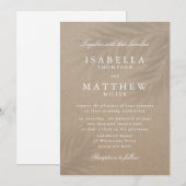 Faire-part de mariage sur le sable aux feuilles de (Devant / Derrière)