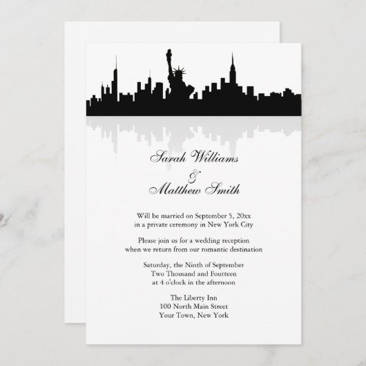 Faire-part de mariage sur le thème de New York pou (Devant / Derrière)