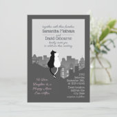 Faire-part de mariage sur le thème du chat drôle (Debout devant)