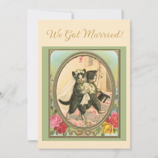 Faire-part de mariage sur le thème du chat ivoire (Devant)