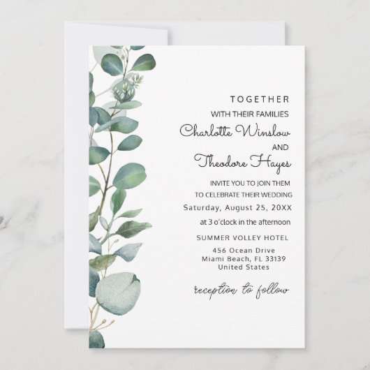 Faire-part de mariage sur le thème du jardin d'euc (Devant)