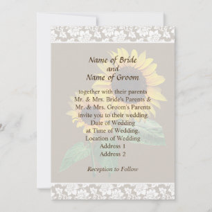 Faire-part de mariage sur le thème du Tournesol