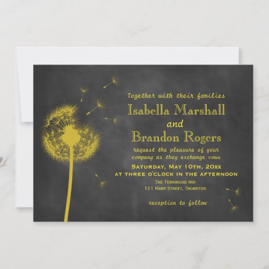 Faire-part de mariage sur tableau noir avec fleurs (Devant)