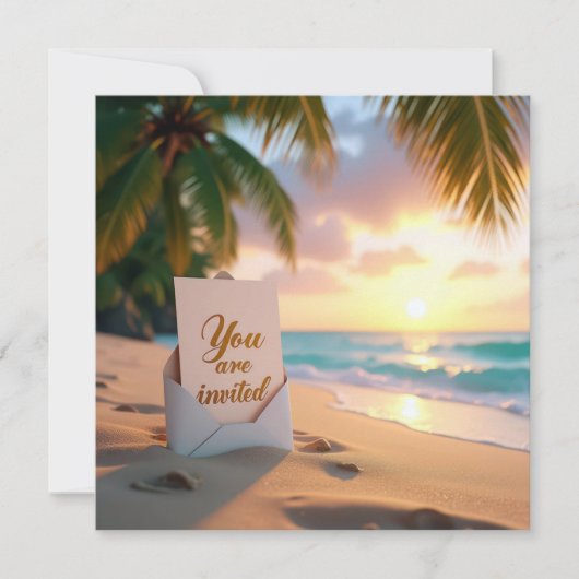 Faire-part de mariage Sur une plage tropicale (Devant)