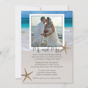 Faire-part de mariage sur une plage tropicale avec