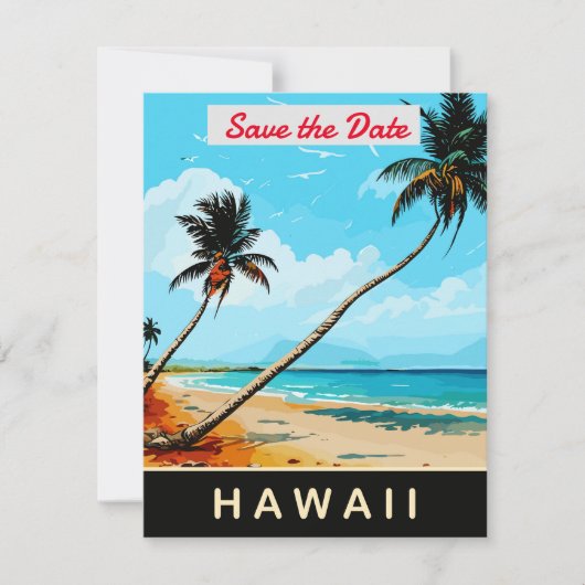 Faire-part de mariage sur une plage tropicale d'Ha (Devant)