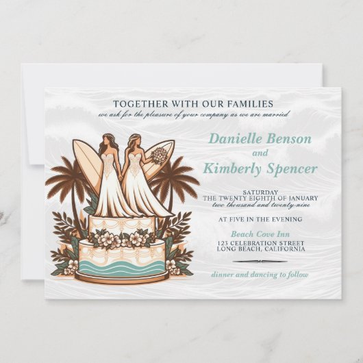 Faire-part de mariage surf Brides (Devant)