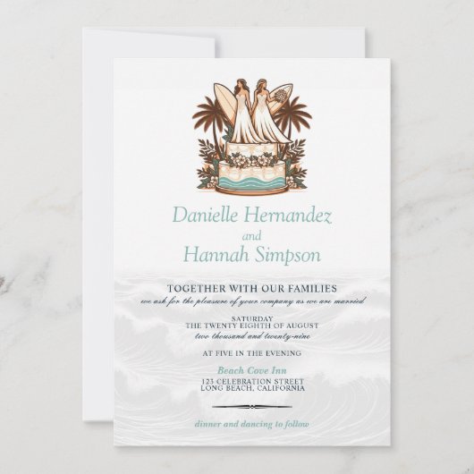 Faire-part de mariage surf Brides (Devant)