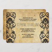 Faire-part de mariage Swirl sur Arrière - plan Vin (Devant / Derrière)