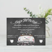 Faire-part de mariage tableau noir Cabriolet vinta (Debout devant)