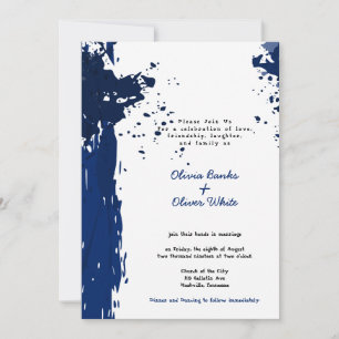 Faire-part de mariage - Tache de peinture bleu roy