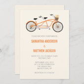 Faire-part de mariage tandem de vélo - orange (Devant / Derrière)