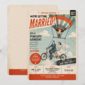 Faire-part de mariage Tandem Flight Gazette (Devant / Derrière)