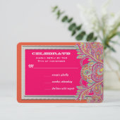 Faire-part de mariage Tangerine marocain et Fuchsi (Debout devant)