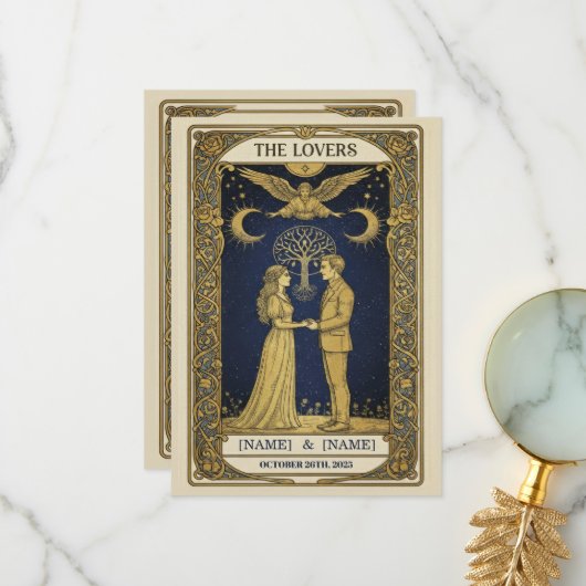 Faire-part de mariage Tarot Mystique – 'Le La pers (Devant/Arrière en situation)