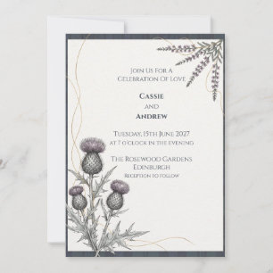 Faire-part de mariage Tartan au chardon écossais