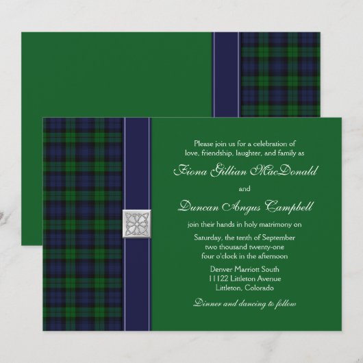Faire-part de mariage Tartan Black Watch (Devant / Derrière)