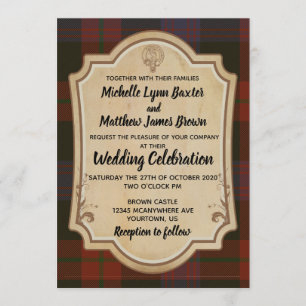 Faire-part de mariage Tartan Brown