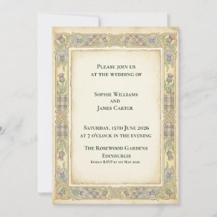 Faire-part de mariage Tartan Chardon Celtique Ivoi