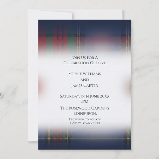 Faire-part de mariage Tartan Navy (Devant)