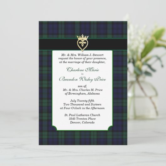 Faire-part de mariage tatan classique Black Watch (Debout devant)