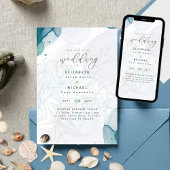 Faire-part de mariage Teal Gold Ocean Life Beach