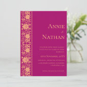 Faire-part de mariage tendance Red and Gold Design (Debout devant)