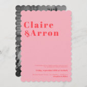 Faire-part de mariage tendance rose rouge (Devant / Derrière)