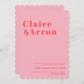 Faire-part de mariage tendance rose rouge (Devant / Derrière)