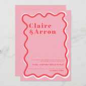 Faire-part de mariage tendance rose rouge (Devant / Derrière)