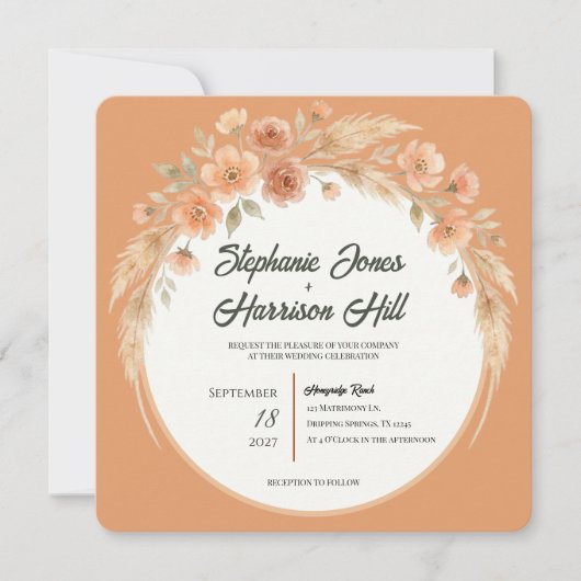 Faire-part de mariage Terracotta Bloom (Devant)