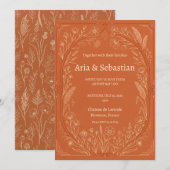 Faire-part de mariage Terracotta Paisley (Devant / Derrière)