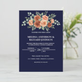 Faire-part de mariage Terracotta Rose Navy (Debout devant)