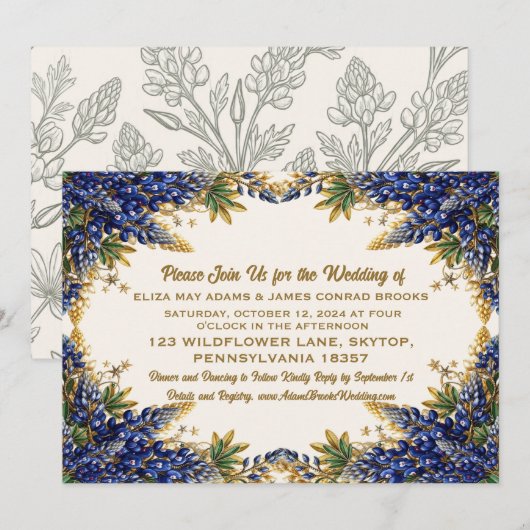 Faire-part de mariage Texas Bluebonnet (Devant / Derrière)