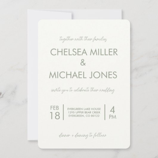 Faire-part de mariage texte simple (Devant)