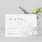 Faire-part de mariage thème château argent (Debout devant)