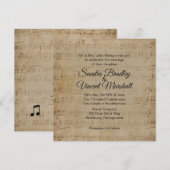 Faire-part de mariage thème musique sur papier anc (Devant / Derrière)