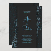 Faire-part de mariage, thème sombre et thème blanc (Devant / Derrière)