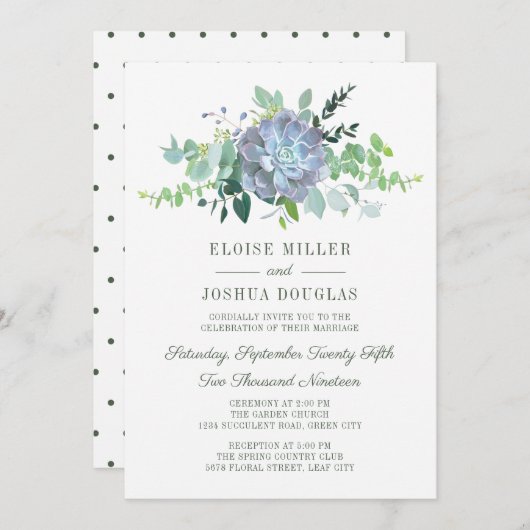 Faire-part de mariage Thème Succulent (Devant / Derrière)